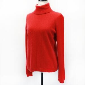 Marshal Field's Red Sweater Pullover 100% Cashmere Turtleneck Cozy Minimalist L